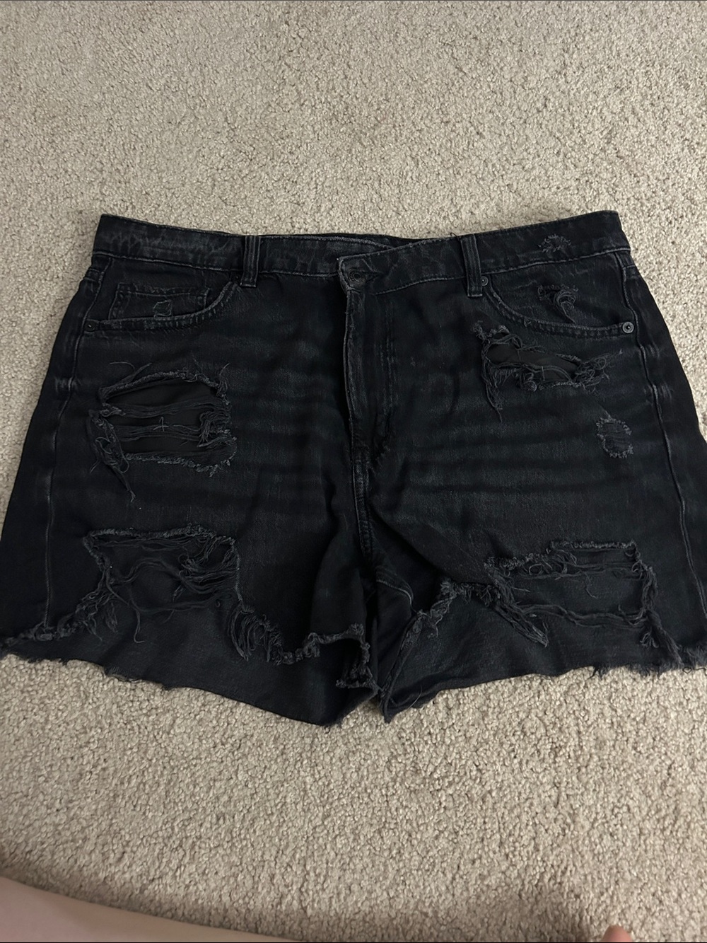 American Eagle Outfitters Black Distressed Denim Shorts